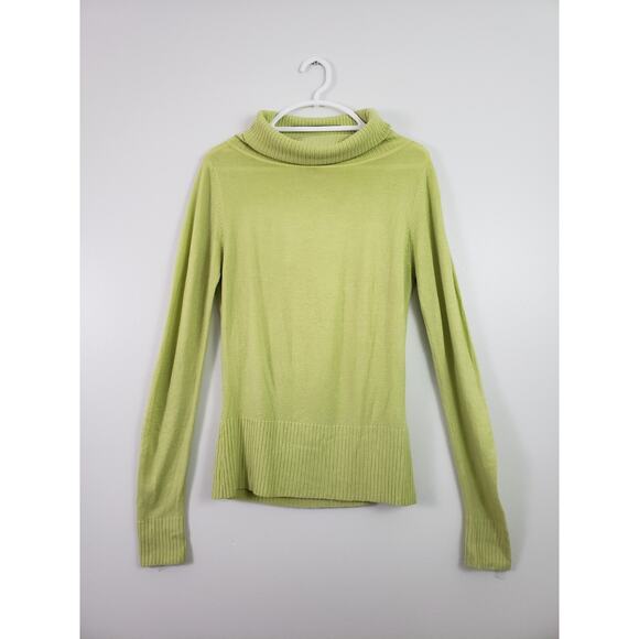 (9) VTG Y2K Gap Sweater Womens Turtleneck Size M Stretch Cashmere Green - Picture 1 of 7